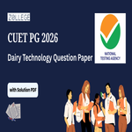 CUET PG 2026 Dairy Technology Question Paper with Solution Pdf
